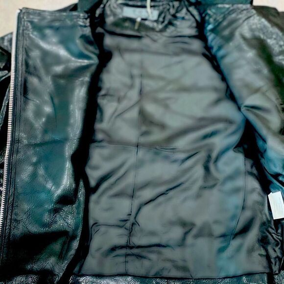 Black Double Buckle Side Straps Multi Zippers Graffiti Back Moto Bikers Jacket - Picture 5 of 5